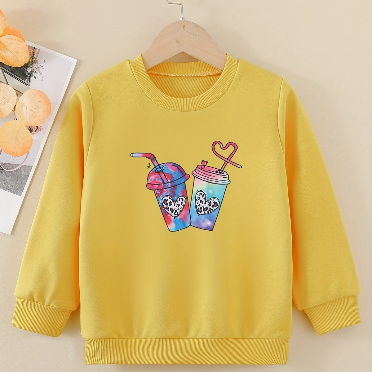 Tie Dye Graphic Sweatshirt for Girls Round Neck Pullover Tops