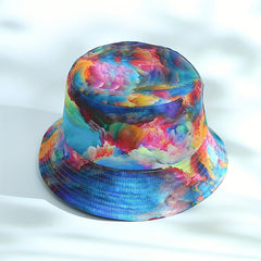 Tie Dye Print Bucket Hat Colorful Cartoon Basin Hat Lightweight Sunscreen Fisher