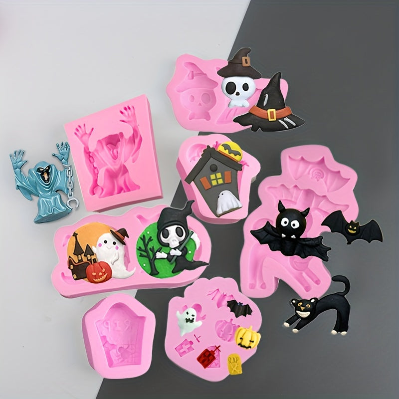 Halloween Fondant Skeleton Spider Witch Silicone Mold