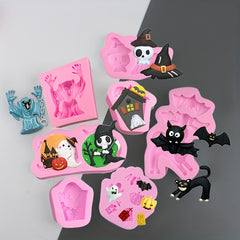 Halloween Fondant Skeleton Spider Witch Silicone Mold