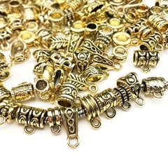 120pcs Antique Silver/Gold Clasps Connector Bail Tube Beads for DIY Jewelry