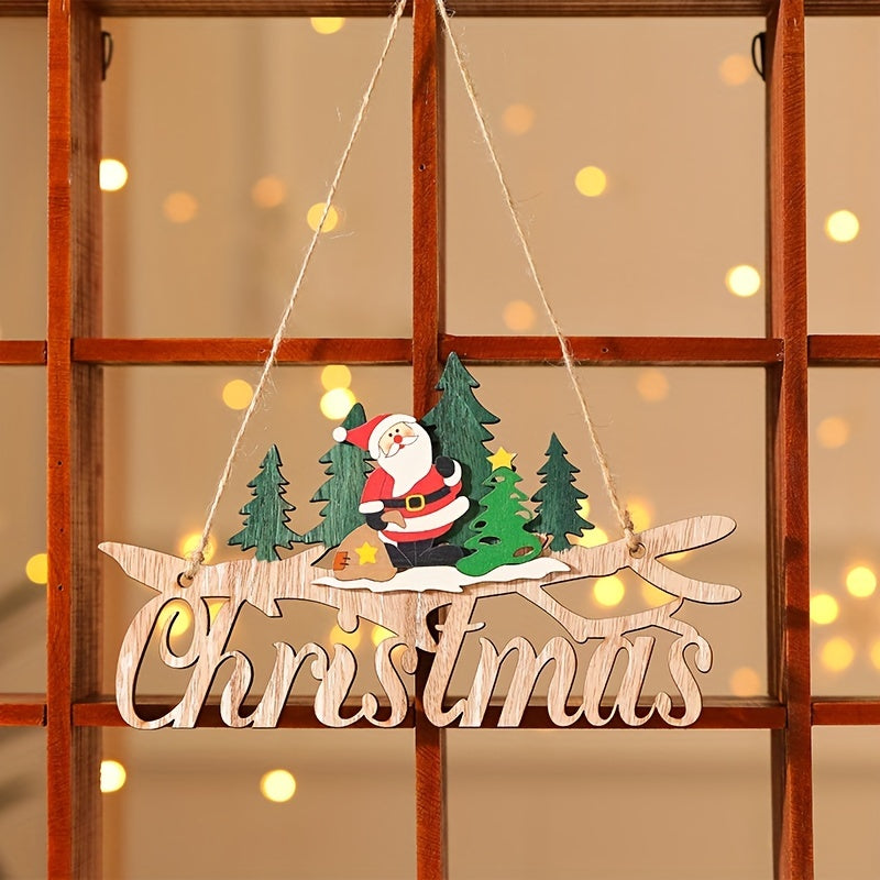 Wooden Painted Christmas Tree Pendant Decoration