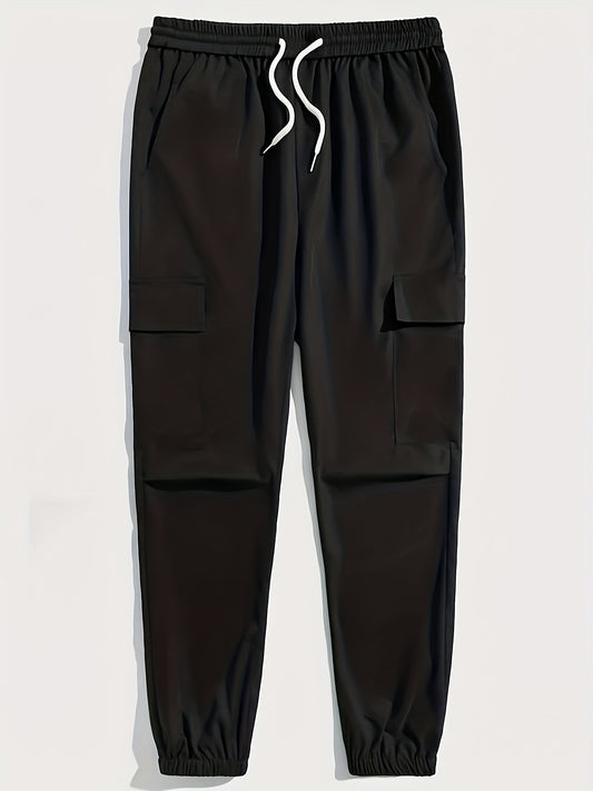 Men's Classic Cargo Pants Drawstring Joggers for Autumn Summer