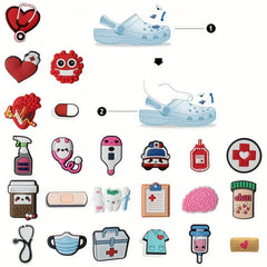 23pcs Medical Themed Shoes Charms For DIY Shoes Pins