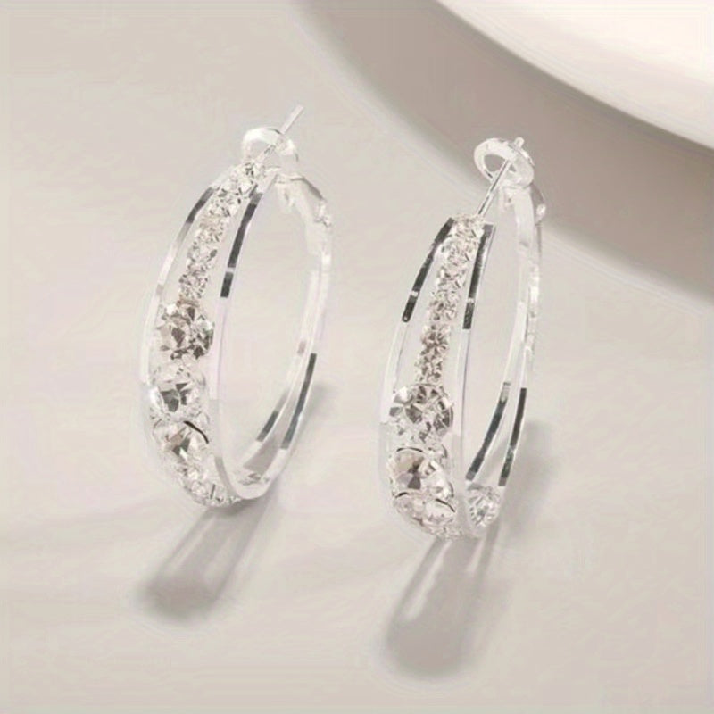 Explosive Style Wind Rhinestone Large Circle Earrings