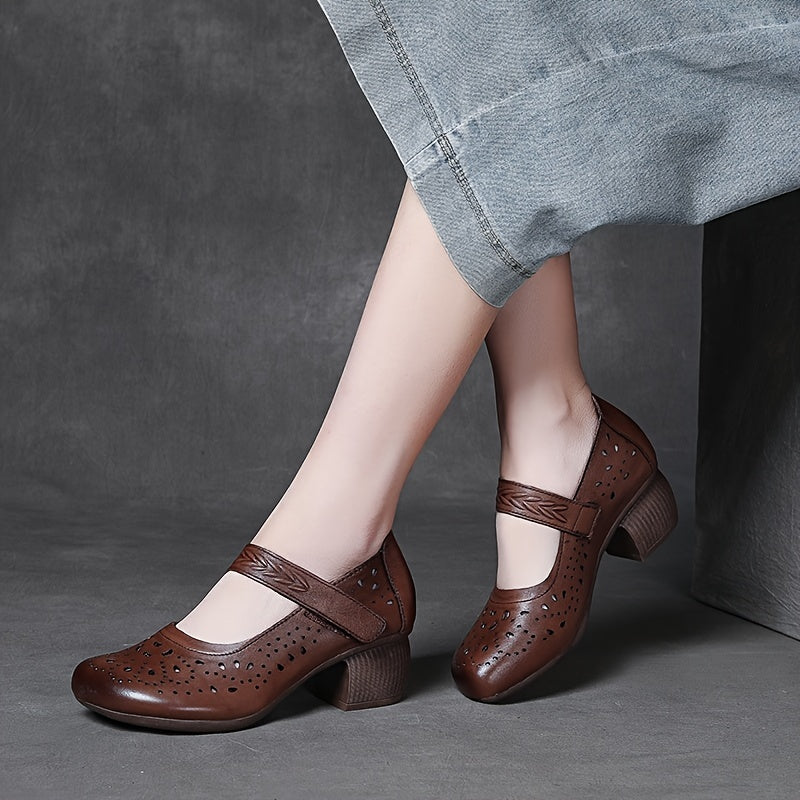 Women's Chunky Heel Hollow Out Casual Shoes