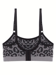 3pcs Leopard Wireless Bralettes Comfy & Breathable Intimates Bra