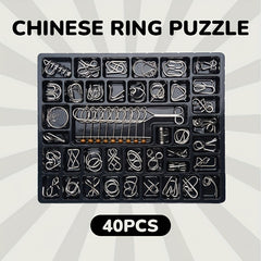 40 Golden Puzzle Rings Brain Teasing Toy Snake Puzzle IQ Test