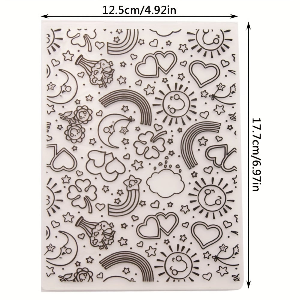 Rainbow Heart Star Sun Plastic Embossing Folders for Scrapbooking