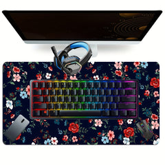Flower Gaming Mousepad Desk Mat Large 60 X 35 Non Slip Rubber Base