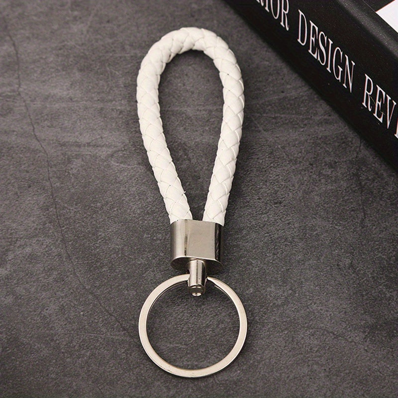 Multicolor Woven PU Leather Keychain Pendant Keyring Car Key Holder Ornament