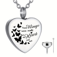 Heart Pendant Cremation Jewelry for Pet Ashes Stainless Steel Urn Necklace