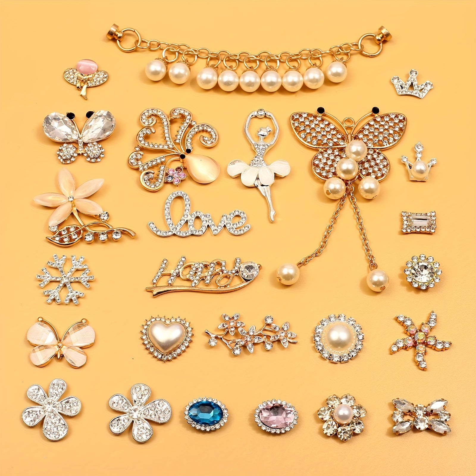 19Pcs Crystal Shoe Charms For Women Party Clogs Sandals