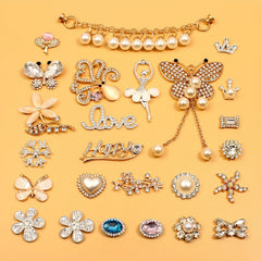 19Pcs Crystal Shoe Charms For Women Party Clogs Sandals