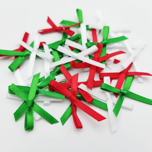 50pcs Mini 3mm Wide Ribbon Bows Christmas Decorative Satin Ribbon Tail Bow