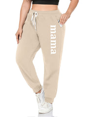 Mama Letter Print Drawstring Sweatpants Plus Size