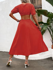 Solid Two Piece Set Crop Top & Split Skirt Outfit