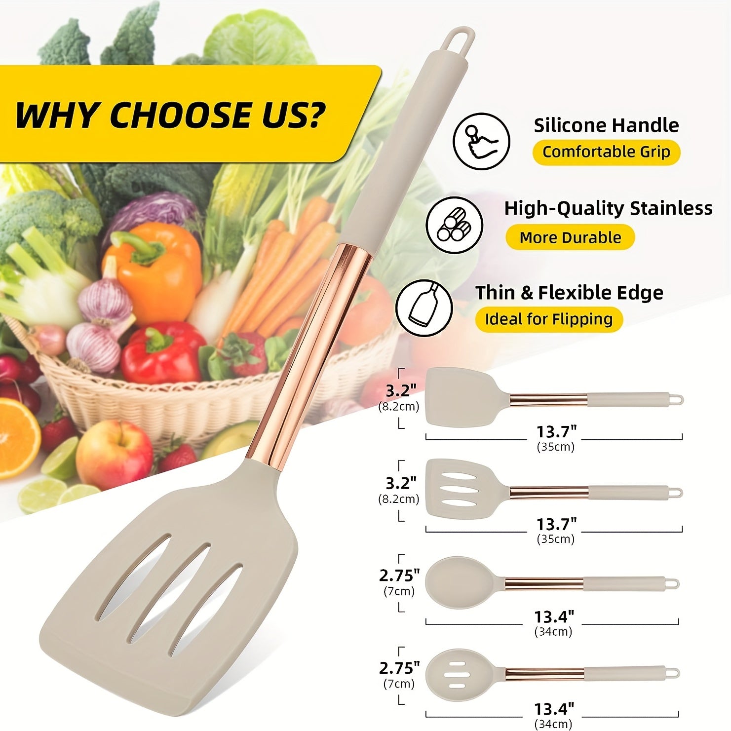 4pcs Silicone Kitchen Utensils Set Heat Resistant Non-stick Cooking Spatul