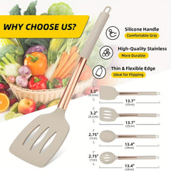 4pcs Silicone Kitchen Utensils Set Heat Resistant Non-stick Cooking Spatul