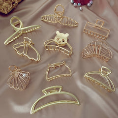 Golden Geometric Hair Claw Clip Strong Hold Grip Hair Jaw Clip For Thick Hair