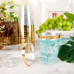 20pcs Golden Plastic Cups 10oz Clear Disposable Wine Glasses Fancy Party Cups