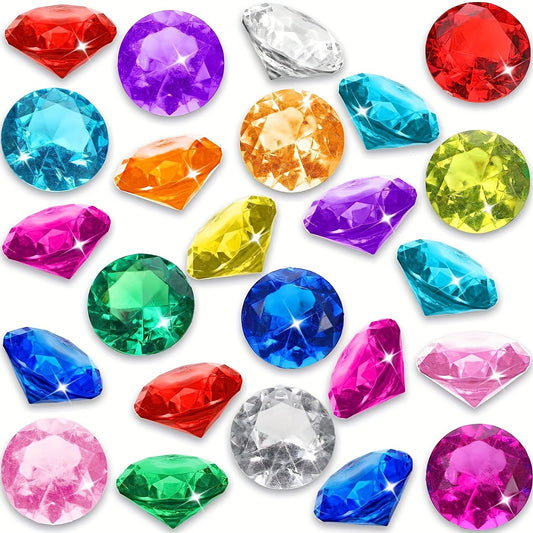 40pcs Diving Gems Pool Toys Large Acrylic Gems Pirate Treasure Chest