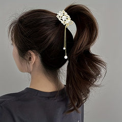3pcs Rhinestone Flower Fish Hair Clip with Pearl Pendant