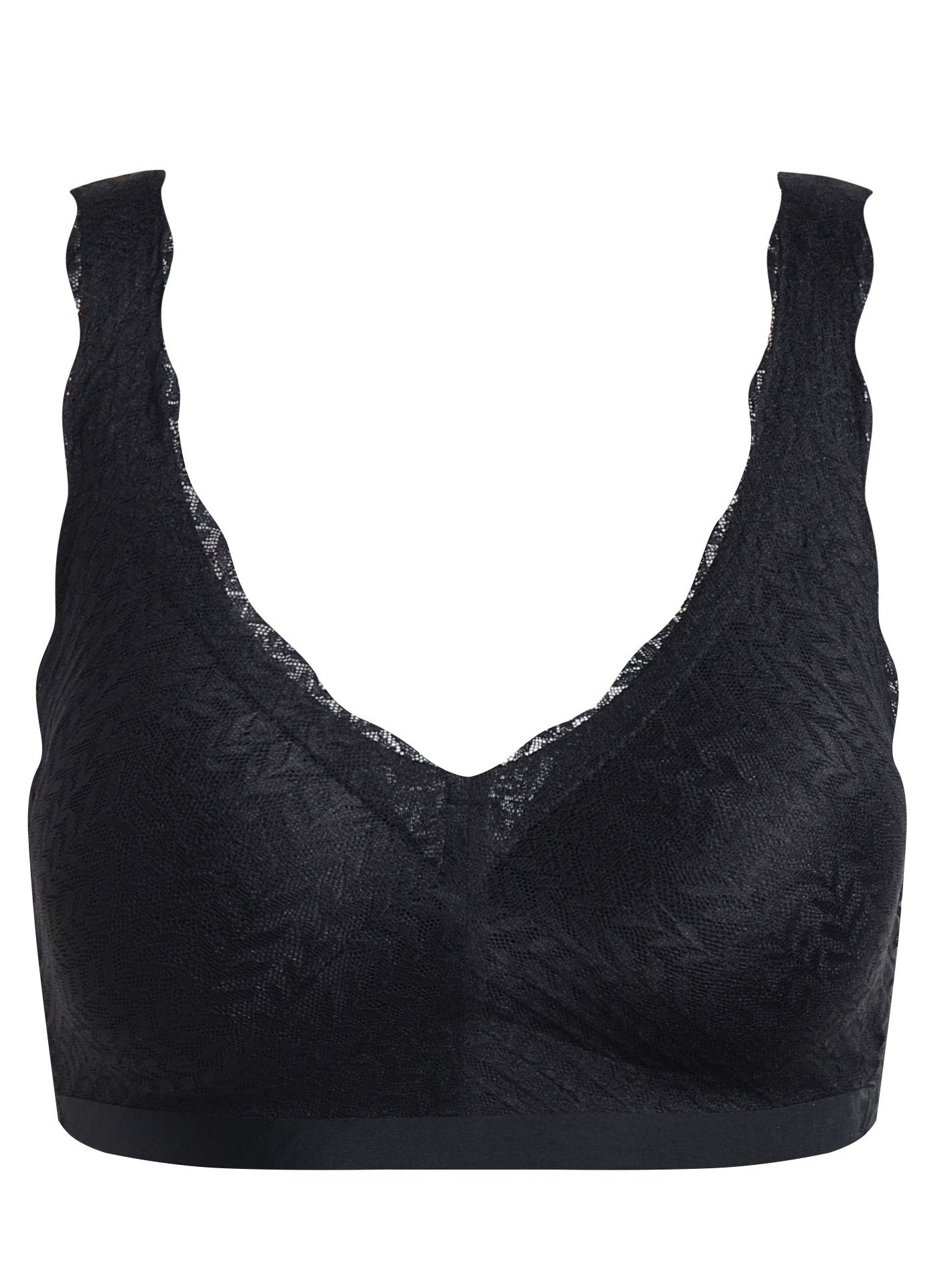 Scallop Trim Wireless Push-Up Bra Textured Lingerie