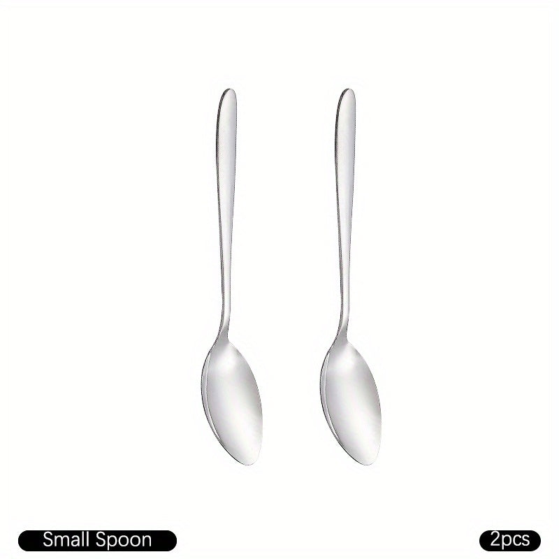 8pcs Stainless Steel Teaspoons Set Round Pointed Silverware Mirror Polished