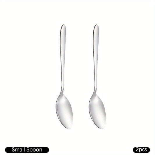 8pcs Stainless Steel Teaspoons Set Round Pointed Silverware Mirror Polished