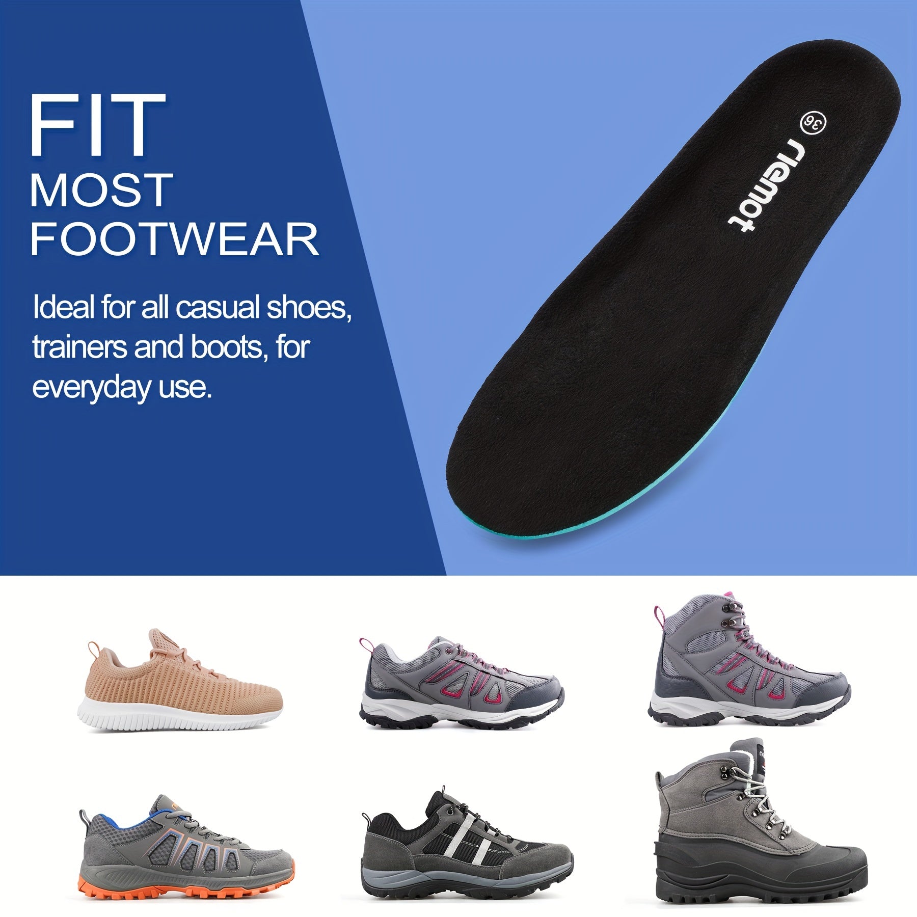 Memory Foam Insoles Men Women Replacement Shoe Inserts Comfort Insoles
