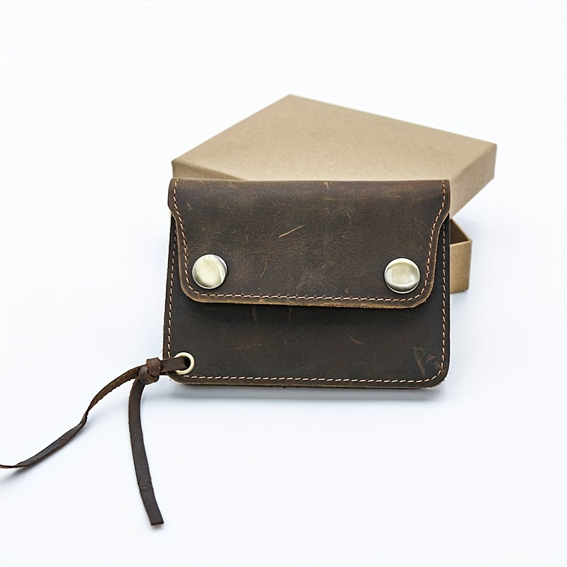 Vintage Crazy Horse Leather Wallet with Coin Pocket