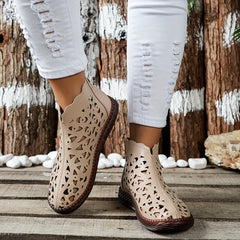 Women's High Top Hollow Out Flat Sandals Casual Faux Leather Shoes