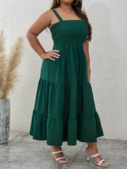  Solid Square Neck Smock Cami Dress