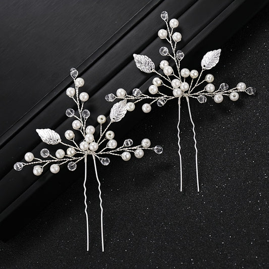 2pcs Women's Rhinestone Wedding Hair Comb Set