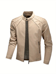 Men's Warm Fleece PU Jacket Casual Leather Coat