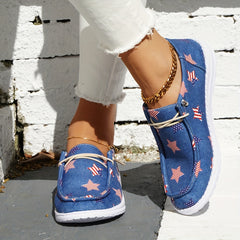 Women's Star Pattern Canvas Shoes Casual Lace Up Outdoor Shoes