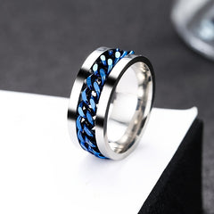 Rotating Anxiety Fidget Rings Stainless Steel Chain Spinner Finger Ring