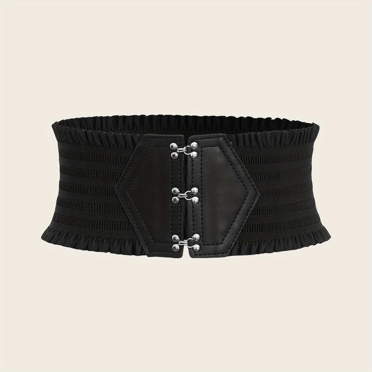 Candy Ruffles Wide Belt Triple Buckle Elastic Waistband for Women