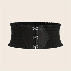 Candy Ruffles Wide Belt Triple Buckle Elastic Waistband for Women