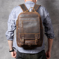 Vintage Leather Backpack Laptop Bag Outdoor Travel Weekender Shoulder Bag