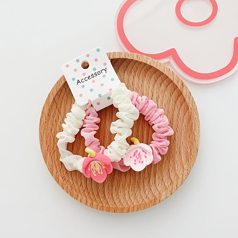 Peach Blossom Tulip Lily Hair Clips Barrette Scrunchie