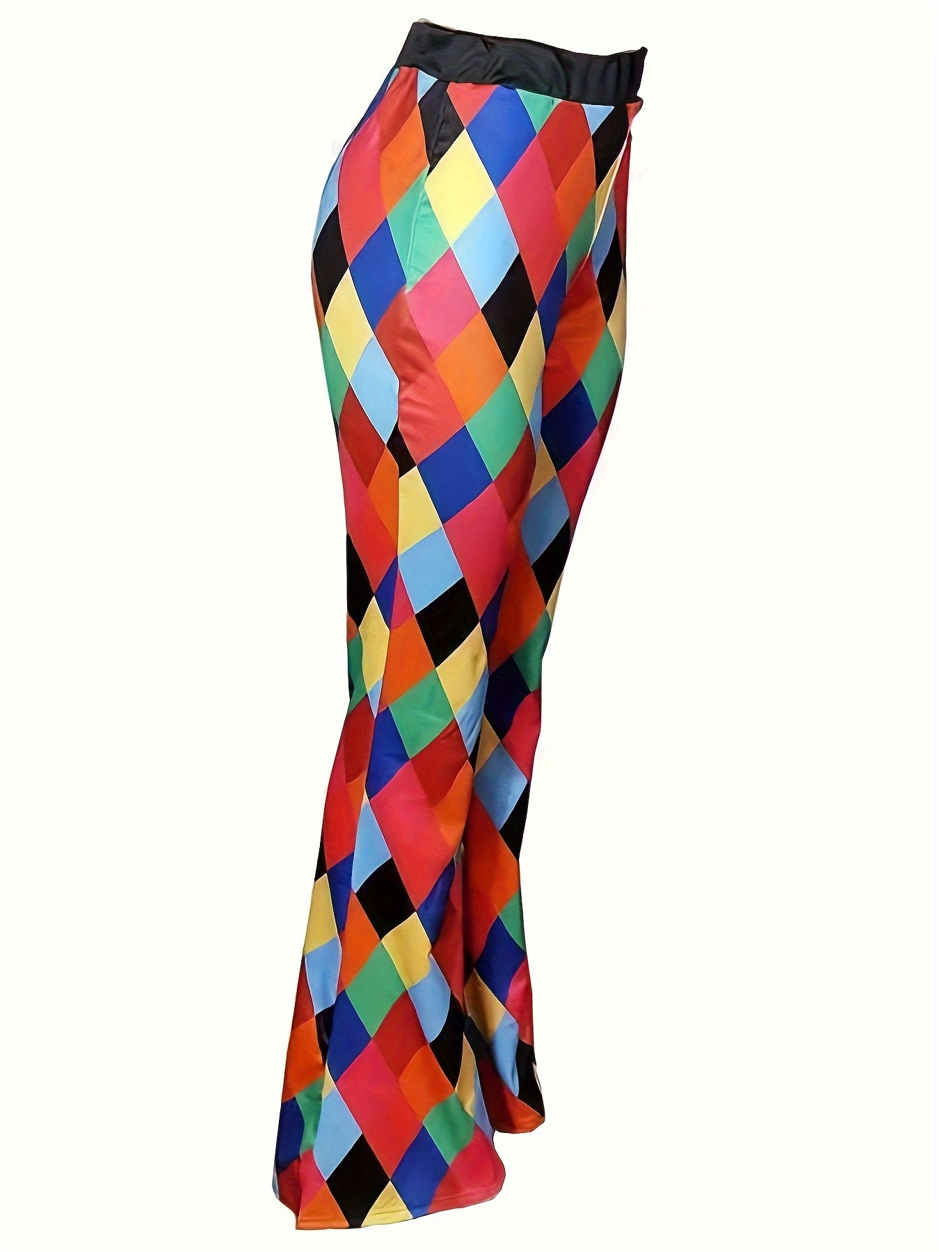 Geo Print Flared Leg High Waist Y2K Pants