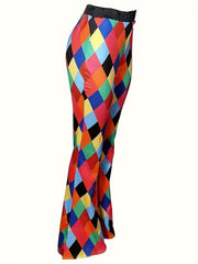  Geo Print Flared Leg High Waist Y2K Pants