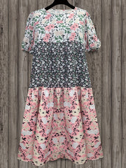  Floral Print Puff Sleeve Boho Dress