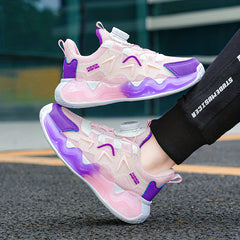Girl's Block Mesh Basketball Shoes With Rotating Buckle