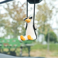 Swing Duck Car Ornament Sunglass Duck Pendant Rearview Mirror Interior Decor