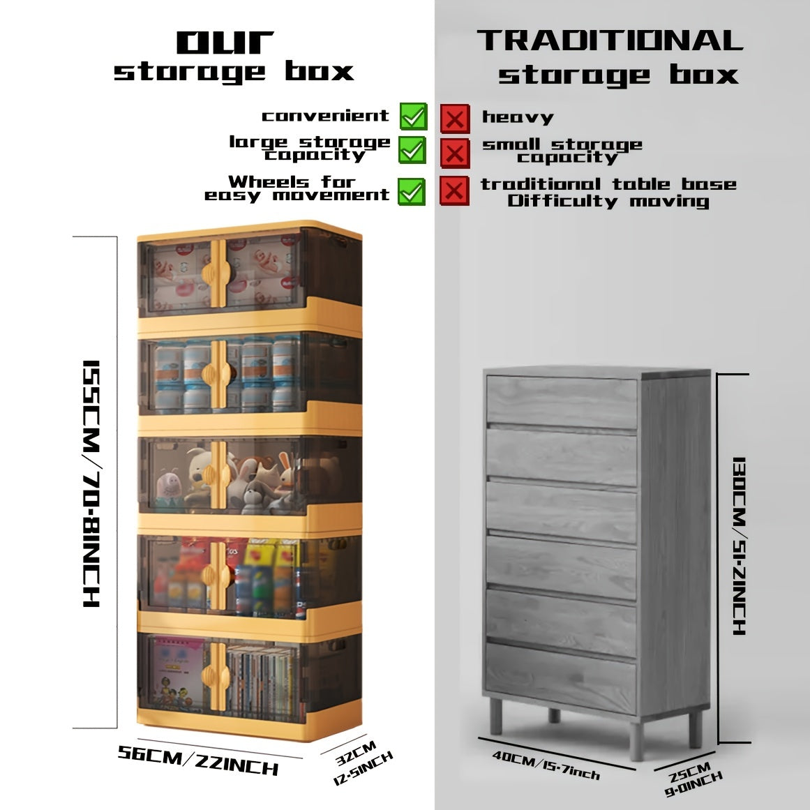 Foldable Storage Box Stackable Plastic Clothing Storage Container