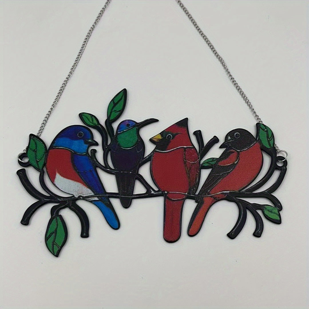Multicolor Birds Metal Iron Art Double Sided Painted Window Bird