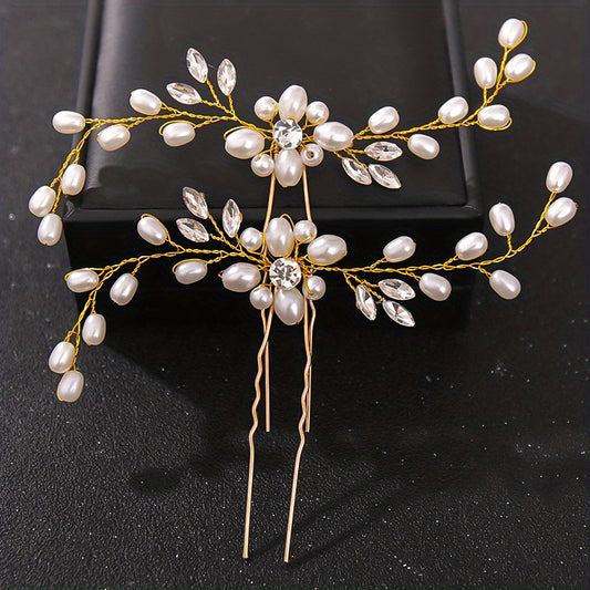 Crystal Flower Hair Pin U-shaped Hairpin Head Jewelry